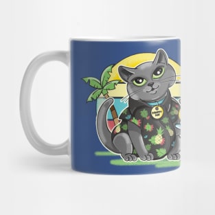 Cute cat wearing Hawaiian shirt Mug